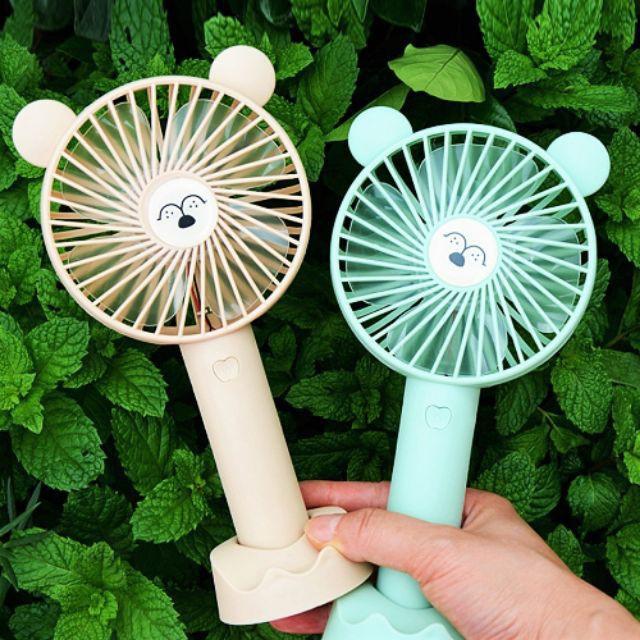 Quạt Mini Cầm Tay Tai Gấu Tích Điện 3 Chế Độ Gió Có Chân Đế Kẹp Điện Thoại Để Bàn Tiện Dụng 88110 shop Giang Phạm
