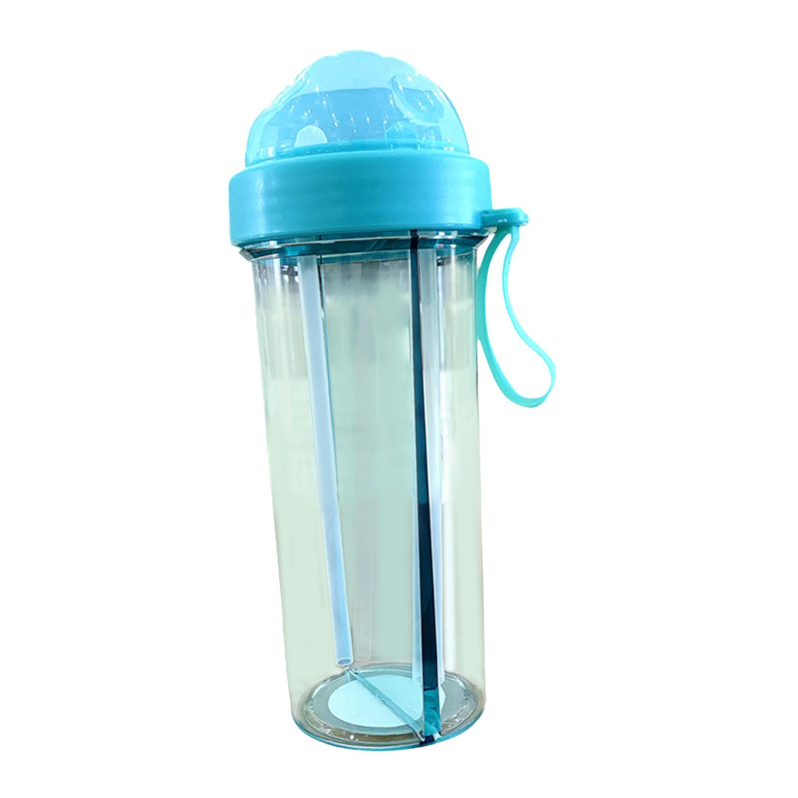 Dual Water Bottle Leakproof Water Cup with 2 Straw for Camping Sports