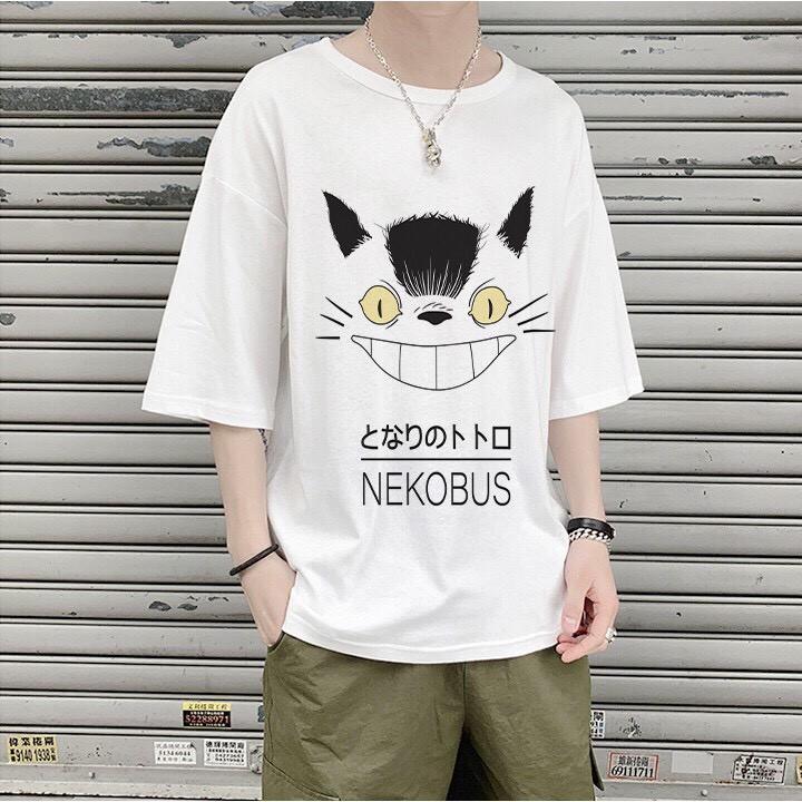 Áo thun tay lỡ unisex Nekobus siêu cute | Áo form rộng unisex nam nữ mèo Totoro Bus đẹp AC23 | Áo Chất Store