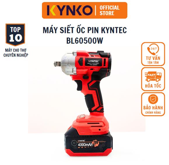 Máy siết bulong bu lông bộ 2 pin Kynko Kyntec BL60500W 20V 4.0Ah 10 cell không chổi than siêu khỏe