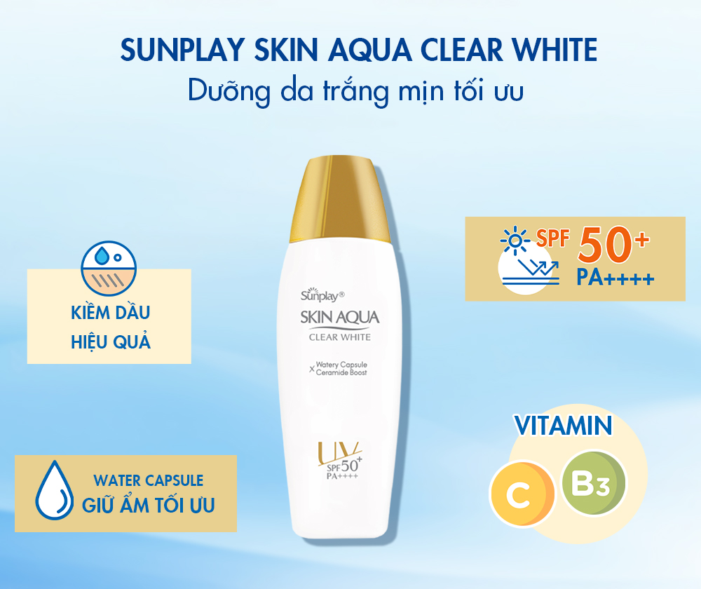 Sữa Chống Nắng Dưỡng Da Trắng Mịn Tối Ưu Sunplay Skin Aqua Clear White SPF50+ 25g