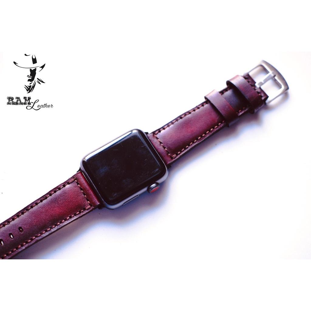 Dây đồng hồ da bò vegtan thảo mộc nâu đỏ RAM classic 1970 - tặng khóa chốt và cây thay dây
