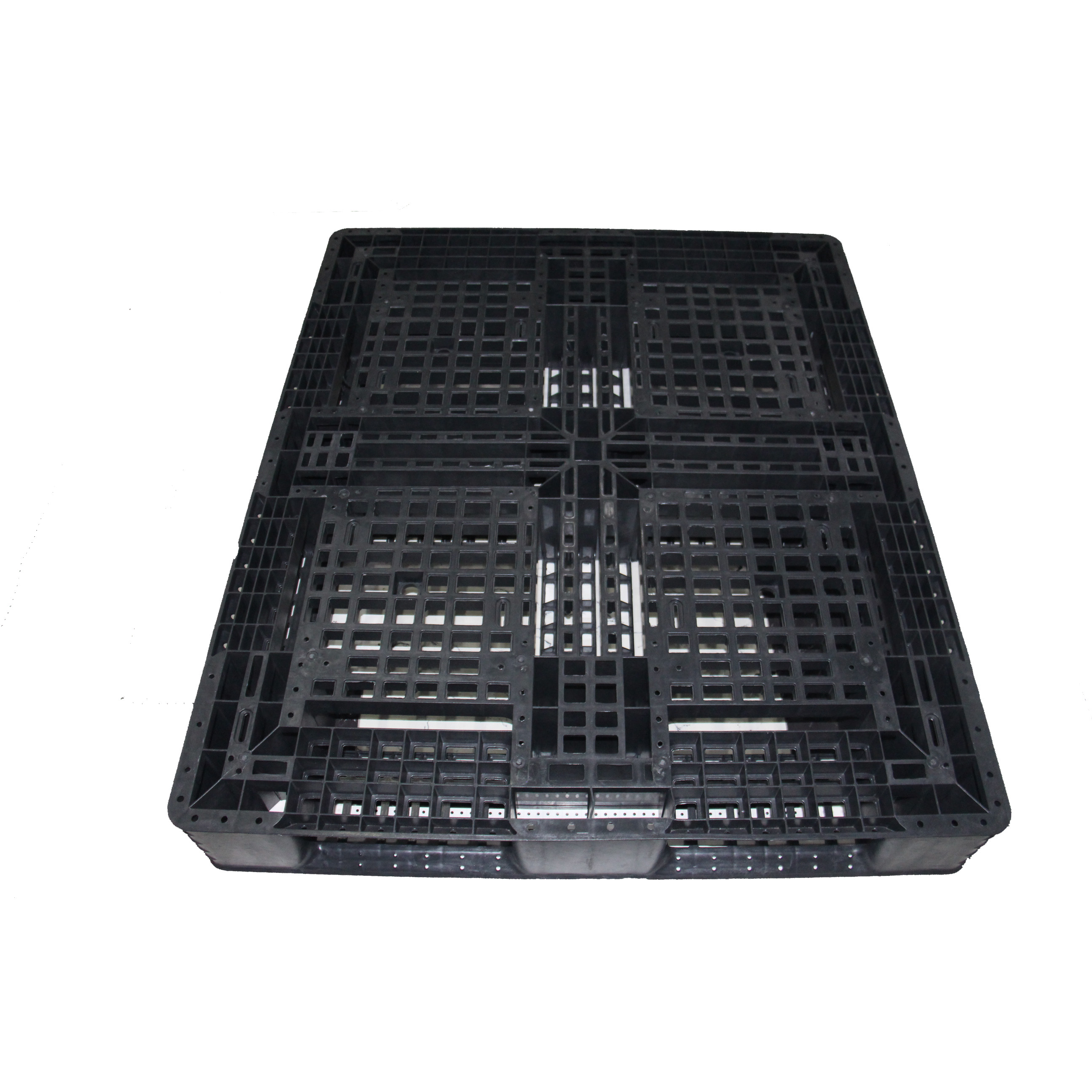 Pallet Nhựa Khôi Việt 1200 × 1000 × 150mm chân 4 thanh giằng màu đen