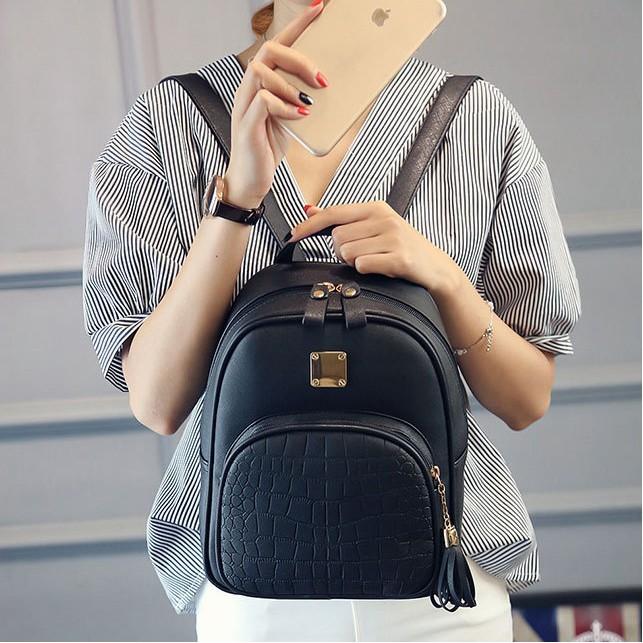 Balo Da Vân Cá Sấu - Đen