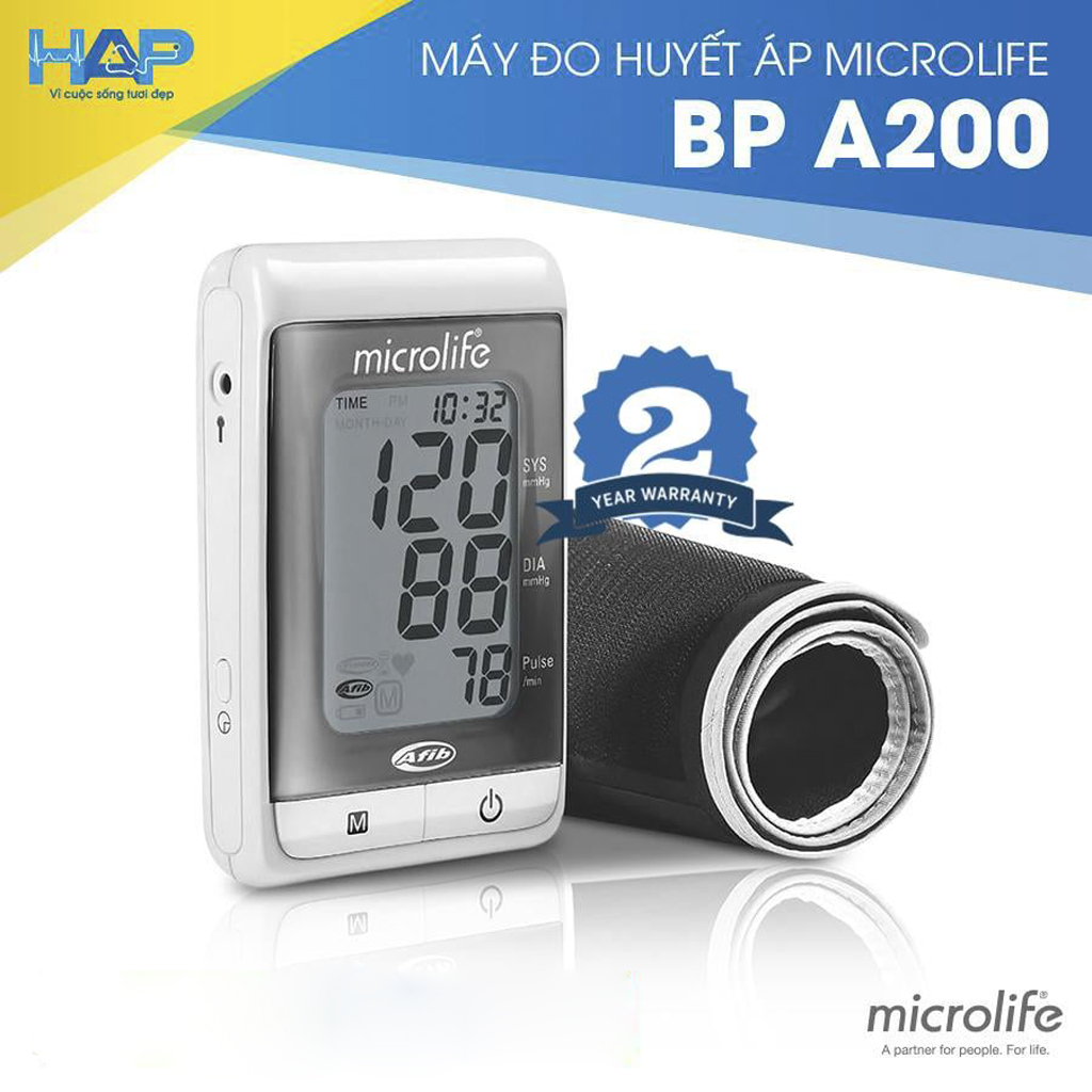 Máy đo huyết áp bắp tay Microlife BP A200 | Kết Nối Cổng USB Với Máy Tính - Tặng Kèm Bộ Đổi Nguồn