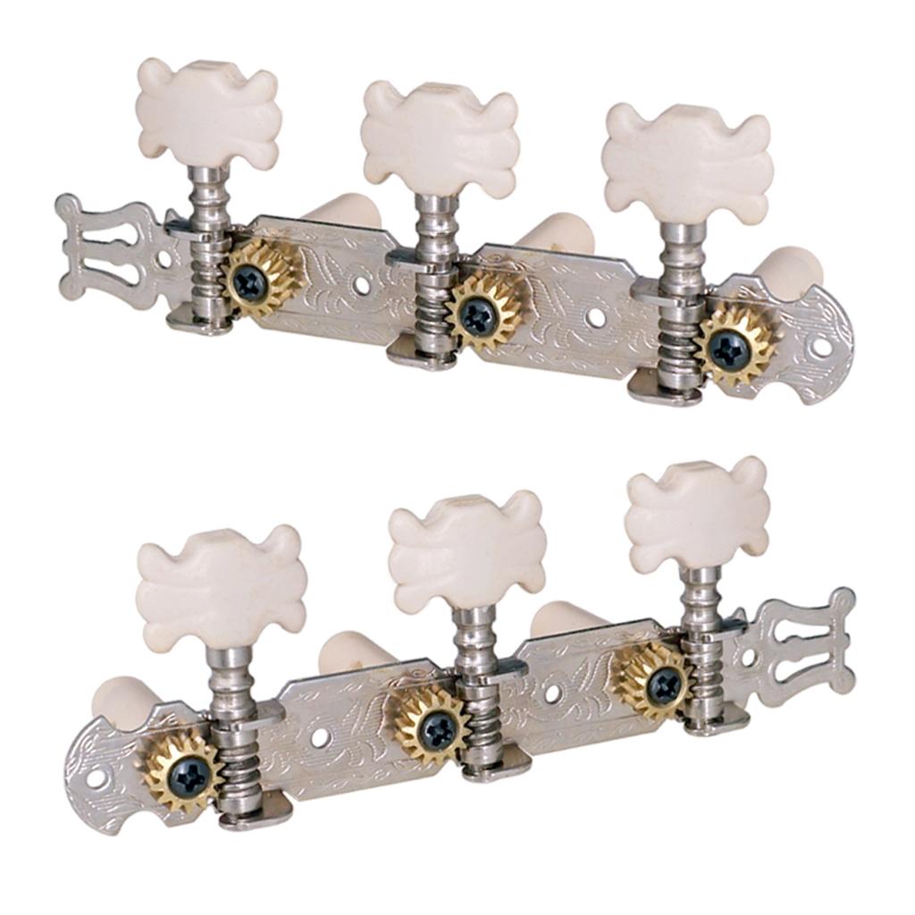 2pcs Classical Guitar Tuning Pegs Keys Machine Heads Tuner with White Button