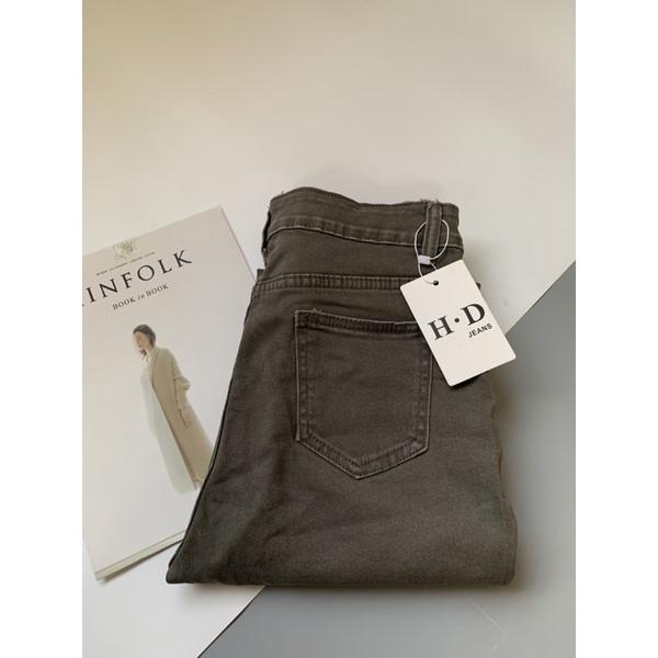 Quần jeans ống đứng xẻ màu ghi xám