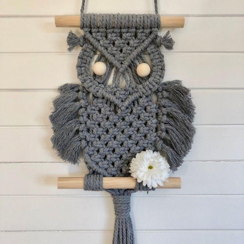 Cú nhỏ Macrame treo tường decor phòng ngủ, góc học tập