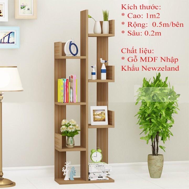 KỆ SÁCH XƯƠNG RỒNG 8 NGĂN TIỆN LỢI, CHẤT LIỆU GỖ CÔNG NGHIỆP CAO CẤP MDF