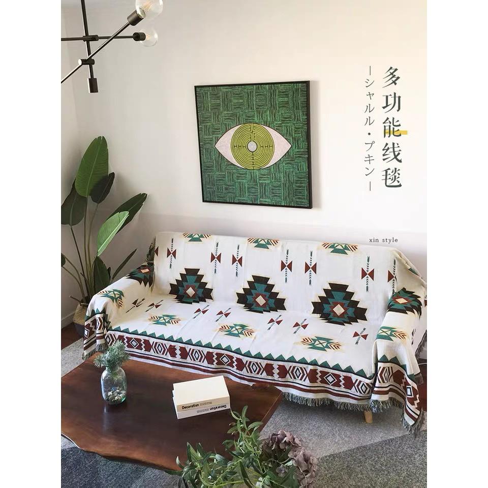 Chăn phủ ghế sofa,thảm vintage trải giường ngủ nhà khách 130x180cm