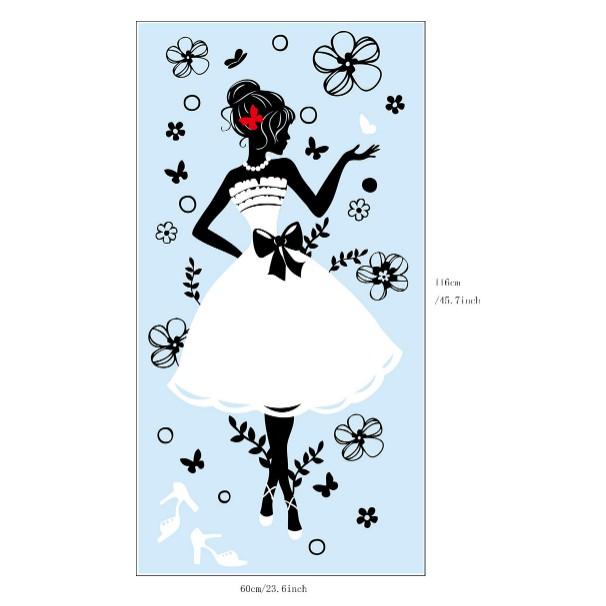 Decal Dán Kính Cao Cấp - Cô Gái Đầm Trắng