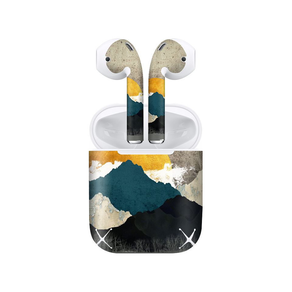 Miếng dán skin chống bẩn cho tai nghe AirPods in hình giả sơn mài - GSM013 (bản không dây 1 và 2)