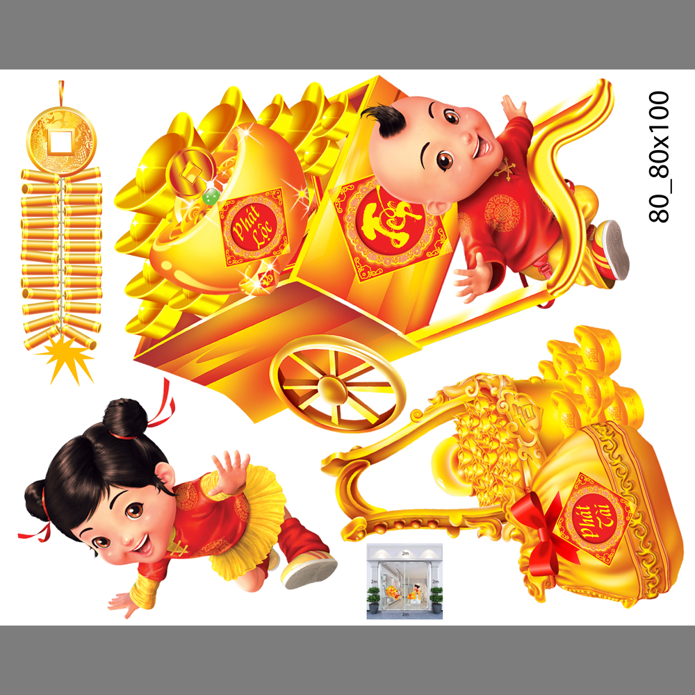 Decal trang trí tết xuân 2020 combo số 16