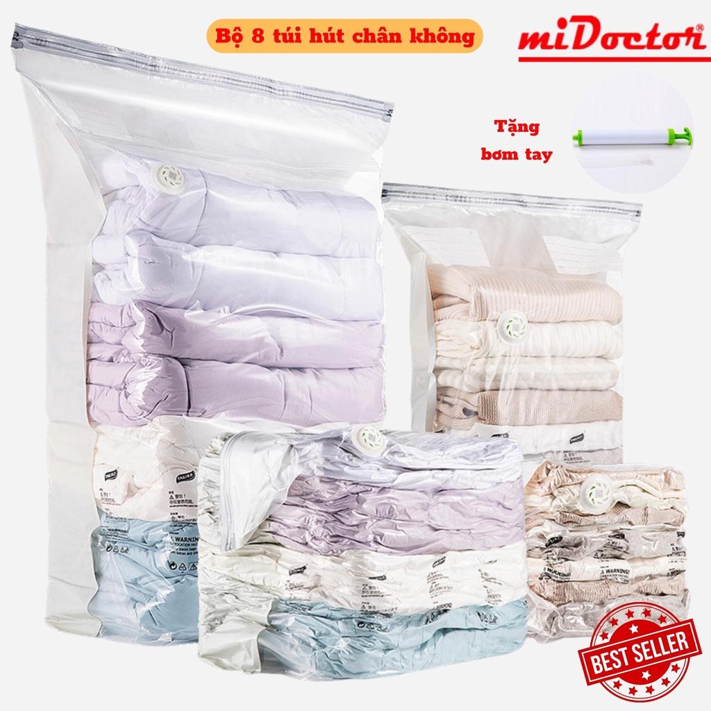 Bộ 8 Túi Hút Chân Không Đựng Quần Áo, Chăn Màn CỠ ĐẠI Cao Cấp miDoctor
