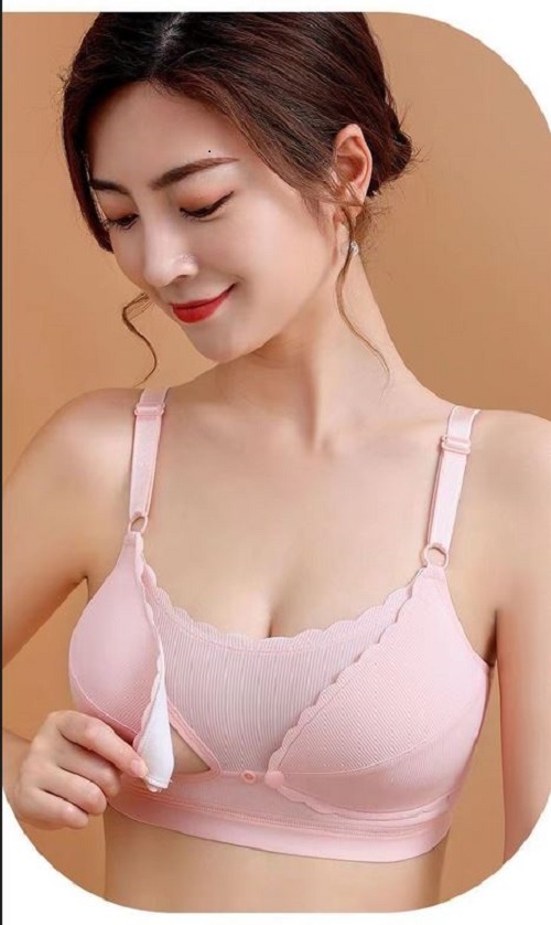 Áo lót bầu cotton, áo lót cho con bú không gọng chống chảy xệ, cúc bấm trước, mút mỏng