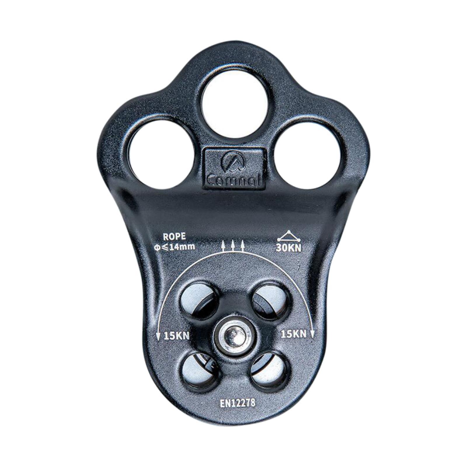 Fixed Side Triple Climbing Hitch Pulley Arborist for 13mm Rope Black