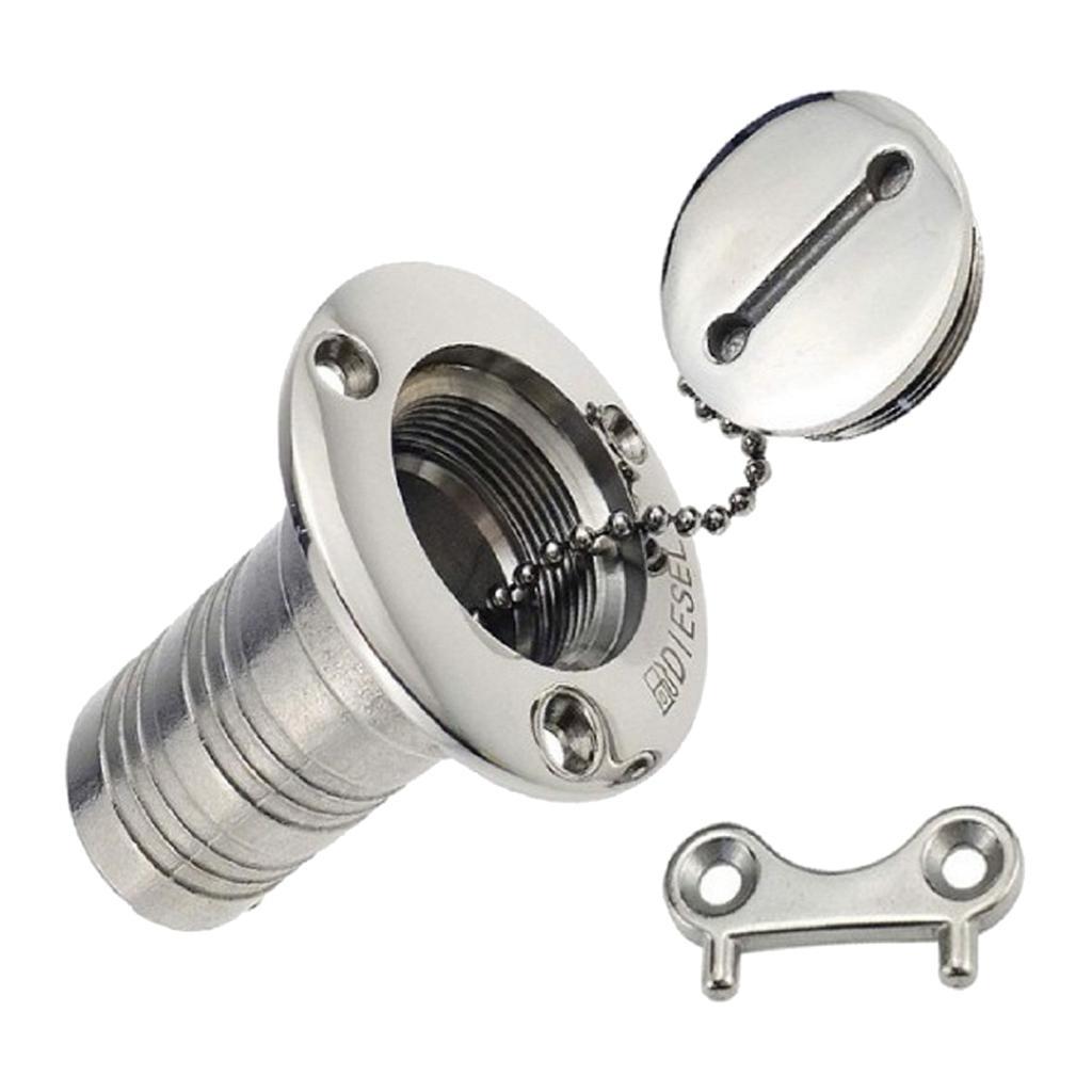 Marine Boat   Fuel Tank Deck Fill Filler & Key 316 Stainless Steel