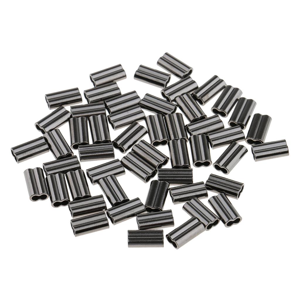 100x Double Fishing Tube Barrel Crimping Sleeves Tube Hooks Accessories
