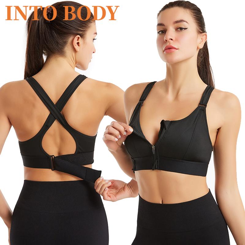 Của Áo Bra Thể Thao Nữ Tập Hợp Mà Không Thép Không Gỉ Nhẫn Có Thể Điều Chỉnh Dây Khóa Kéo Mặt Trước Tập Yoga Chạy Áo Vest Chống Sốc Quần Lót Plus Kích Thước