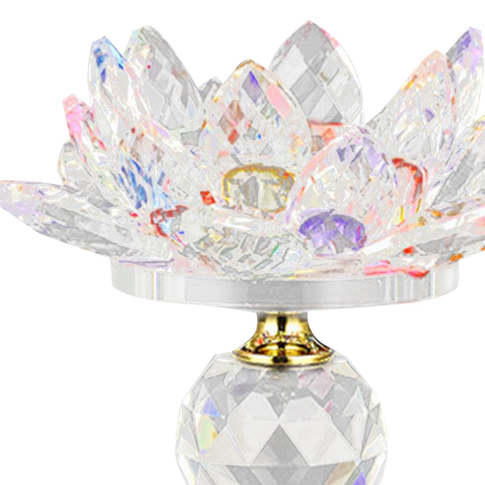 Glass Lotus Flower Tea Light Candle Holder Votive Candle Stand with Glass Base, Tealight Candlestick for Table Centerpiece Decor