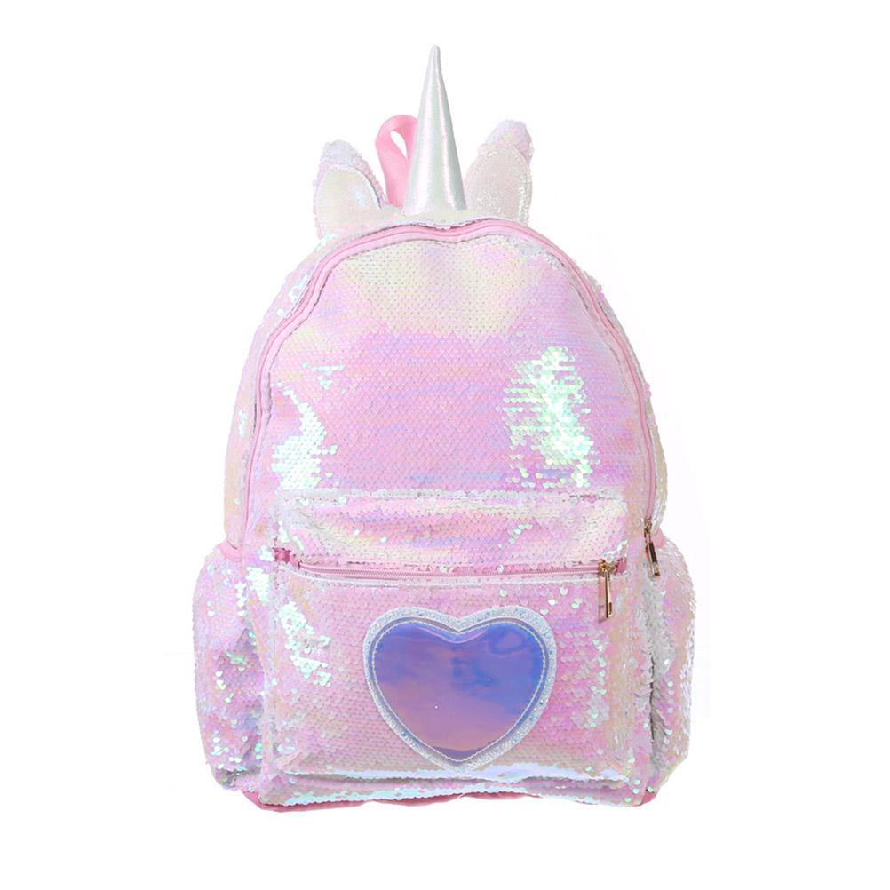 Kim sa lấp lánh Kỳ Lân Ba Lô Cô Gái Trẻ Em Học Túi Trẻ Em SCHOOLBAGS Dành Cho Thiếu Niên Trái Tim Đáng Yêu Giày Du Lịch