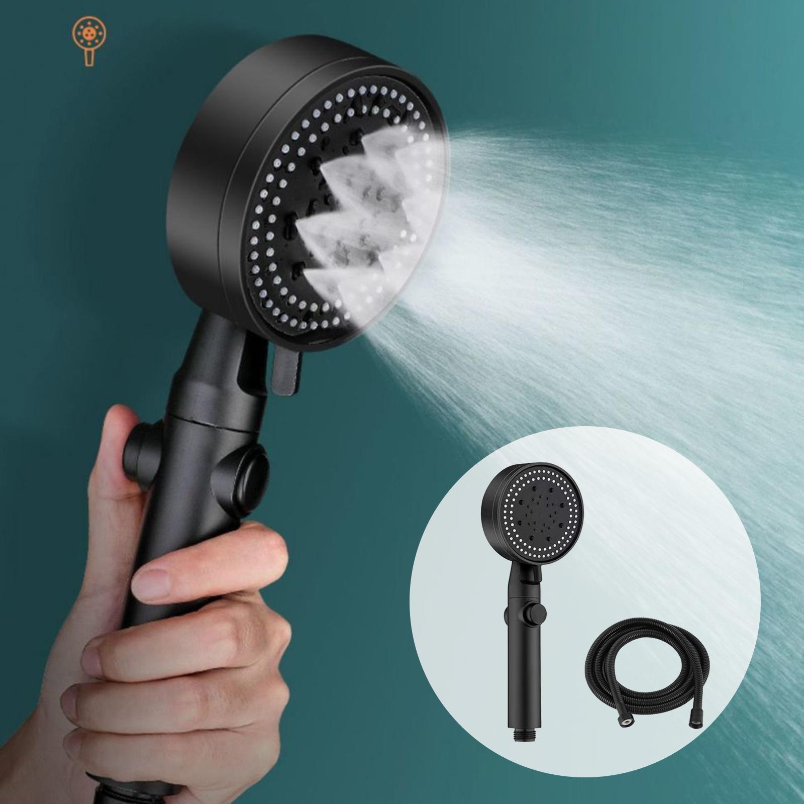 Round Shower Sprayer, High Pressure Adjustable Black for Bathroom Bath Water Outlet