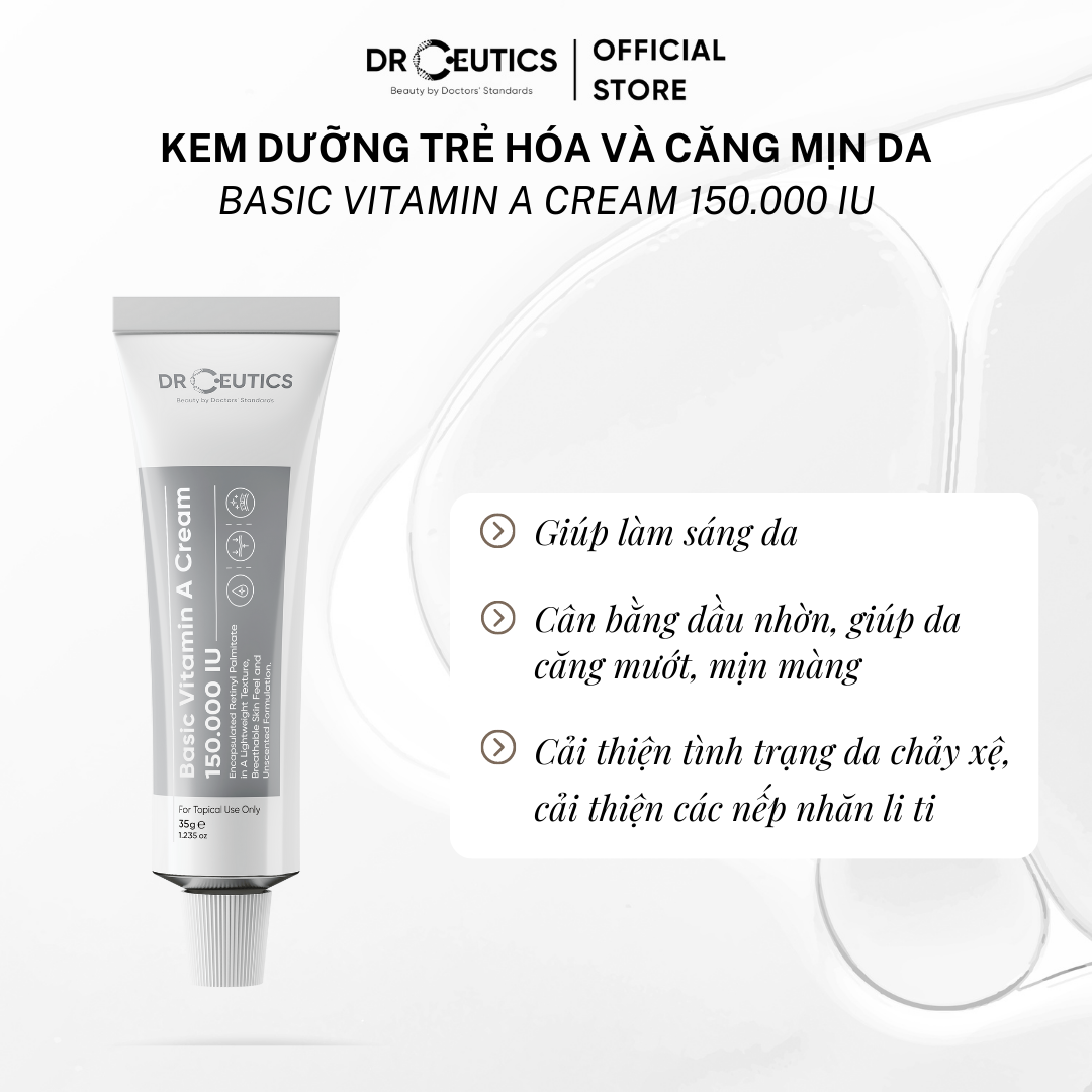 DRCEUTICS Kem Dưỡng Trẻ Hóa và Căng Mịn Da Basic Vitamin A Cream 150.000 IU
