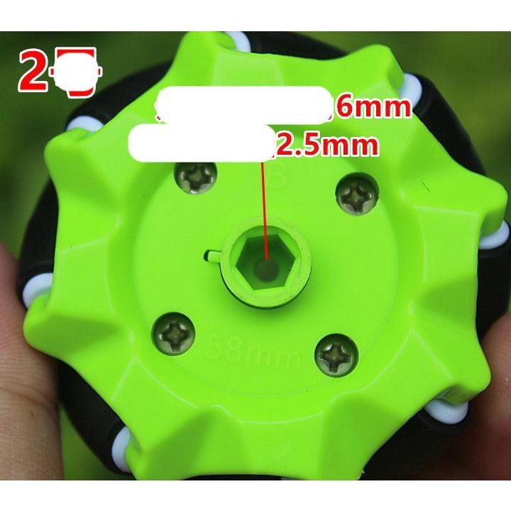 2 cái bánh xe Mecanum đa hướng 58mm