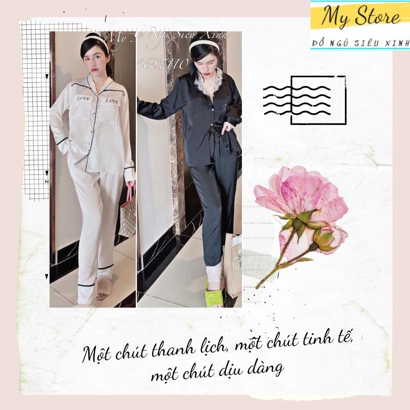 Bộ đồ ngủ nữ Pijama tiểu thư tay dài quần dài dễ thương lụa latin siêu mềm mịn mát freesize dưới 62kg MY STORE S22