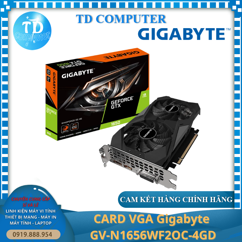 Card màn hình Gigabyte 1650 OC 4GB ~ DDR6 WINDFORCE GeForce GTX (GV-N1656WF2OC-4GD) - Hàng chính hãng Viễn Sơn phân phối