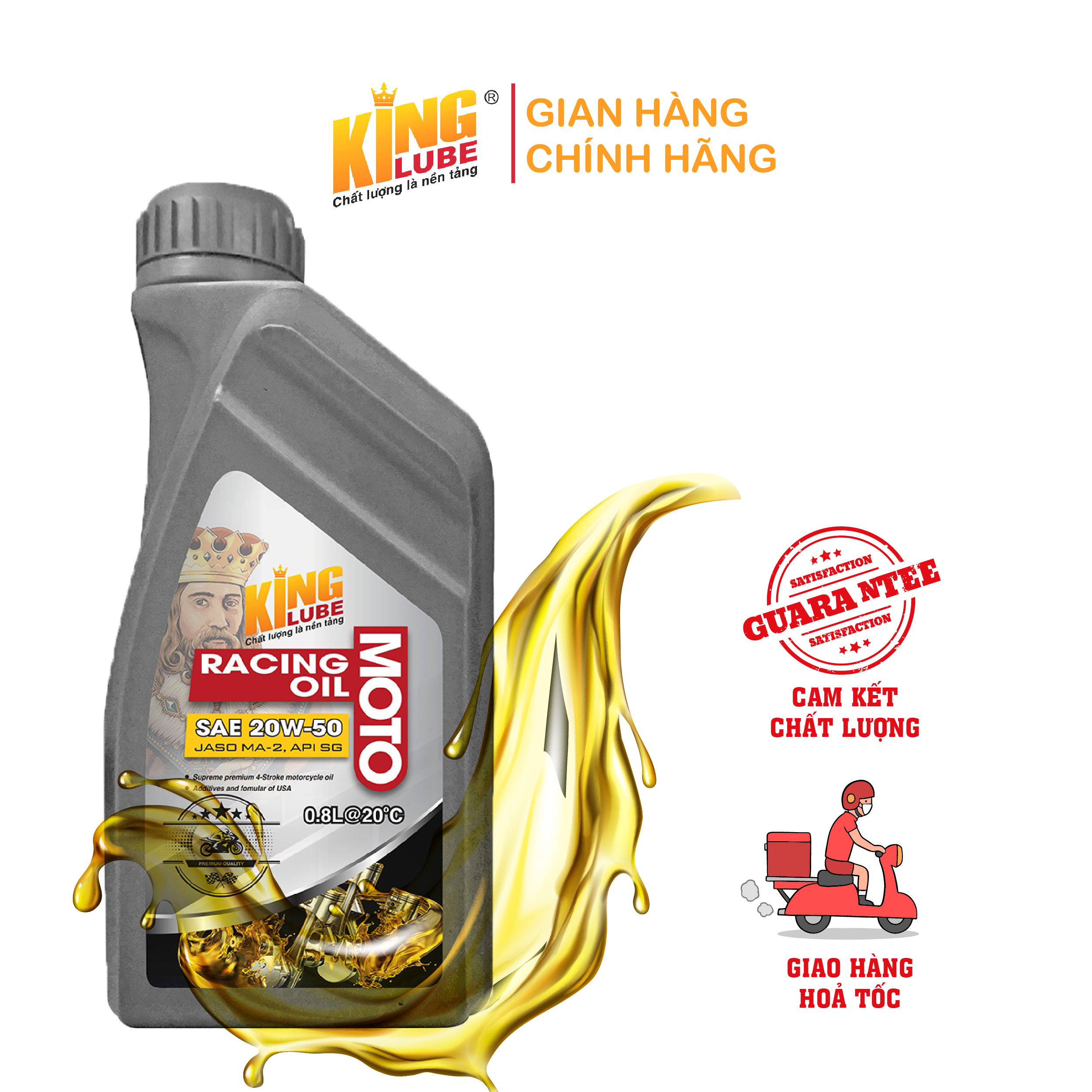 Dầu Nhớt Xe Máy Moto Racing Oil KINGLUBE API SG - SAE 20W-50 - JASO MA-2