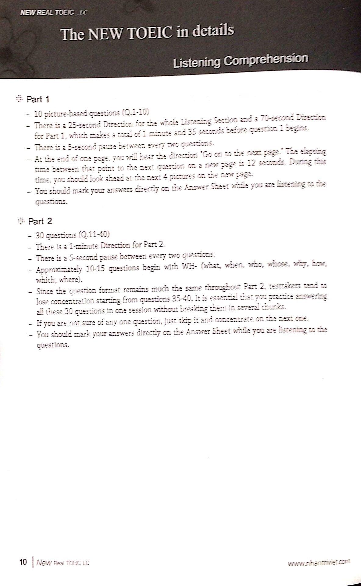 Longman New Real TOEIC (Kèm CD) - Actual Test For Listening Comprehension