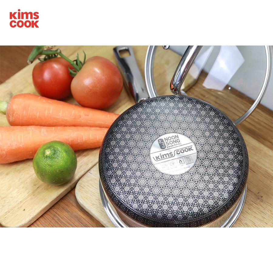 Quánh chống dính 2 mặt cao cấp BLACKCUBE KIMSCOOK 3 lớp đáy liền nắp kính 16cm - 18cm dòng NOONSONG