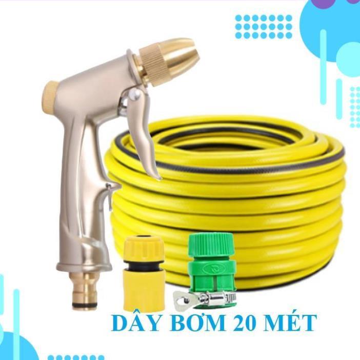 Bộ dây vòi xịt ️bơm nước phun sương️ , tăng áp 3 lần, loại 20m 206701-1 đầu đồng, cút, nối PE