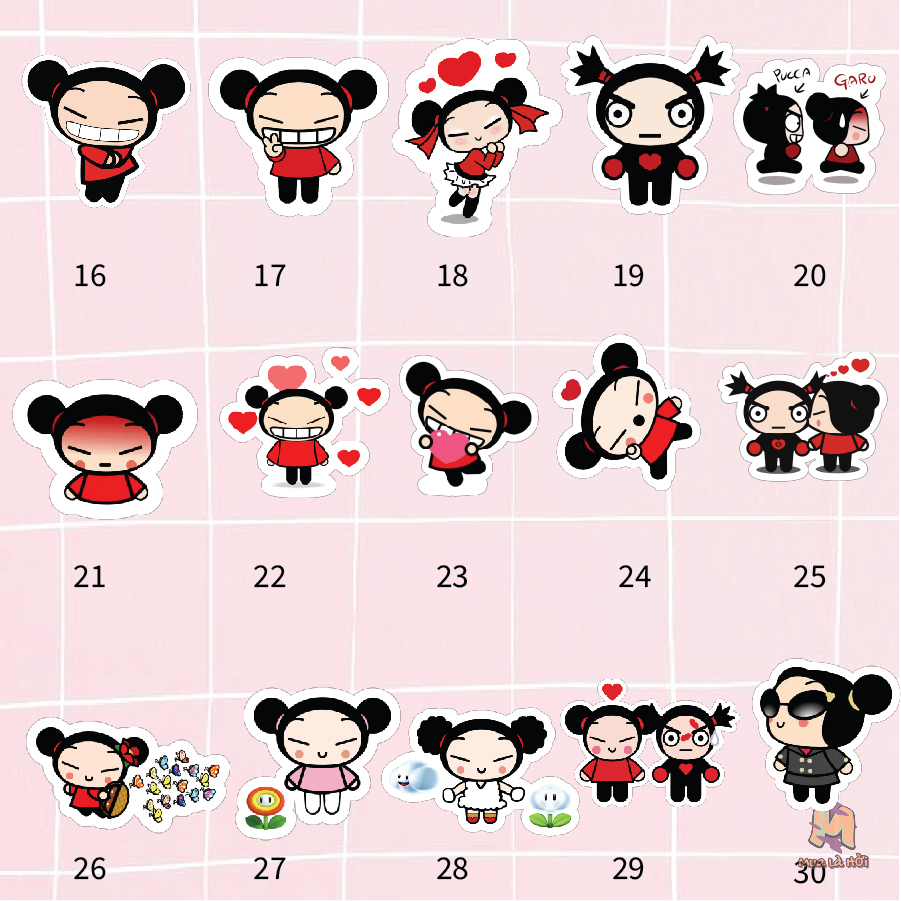 Miếng dán Stickers chủ đề Pucca