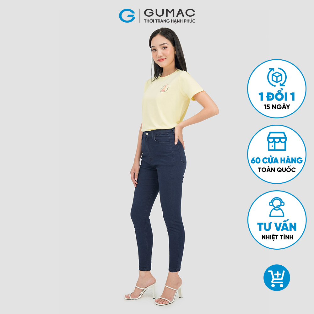 Áo thun nữ GUMAC ATC07048 cổ tròn chất liệu TICI thoáng mát in hình trẻ trung