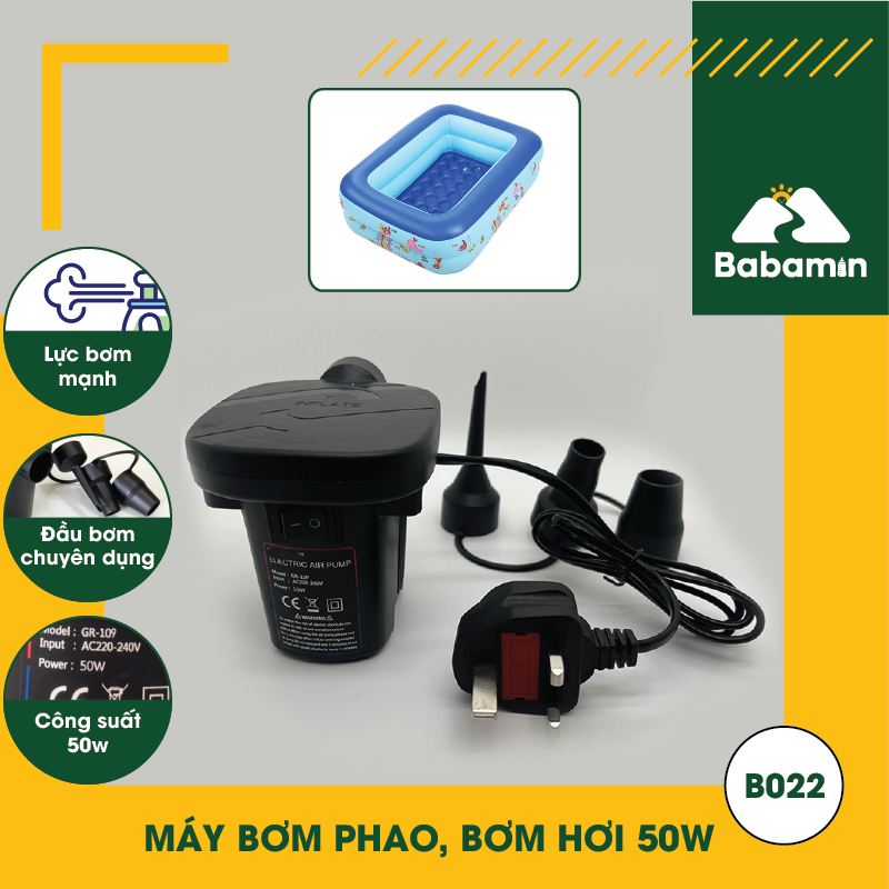 Máy Bơm Phao, Bơm Hơi 50W, 03 Đầu Bơm Chuyên Dụng - Babamin - B022