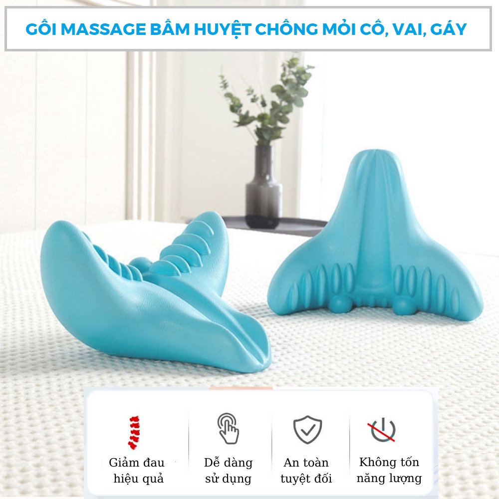 Gối massage cột sống cổ, bấm huyệt cổ vai gáy, hỗ trợ nắn chỉnh, phục hồi chức năng cổ vai gáy