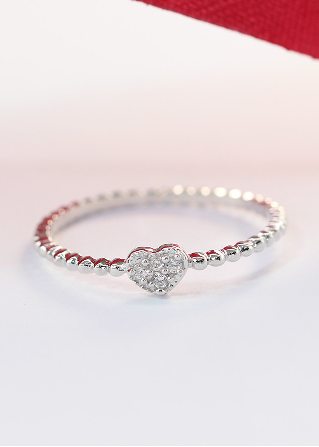 Nhẫn bạc nữ đẹp hình trái tim đính đá tinh tế NN0216