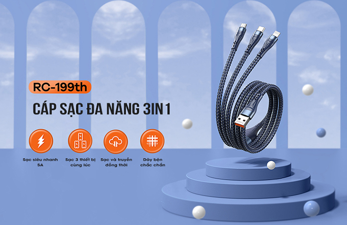 Cáp sạc đa năng 3in1 Remax RC-199TH 1