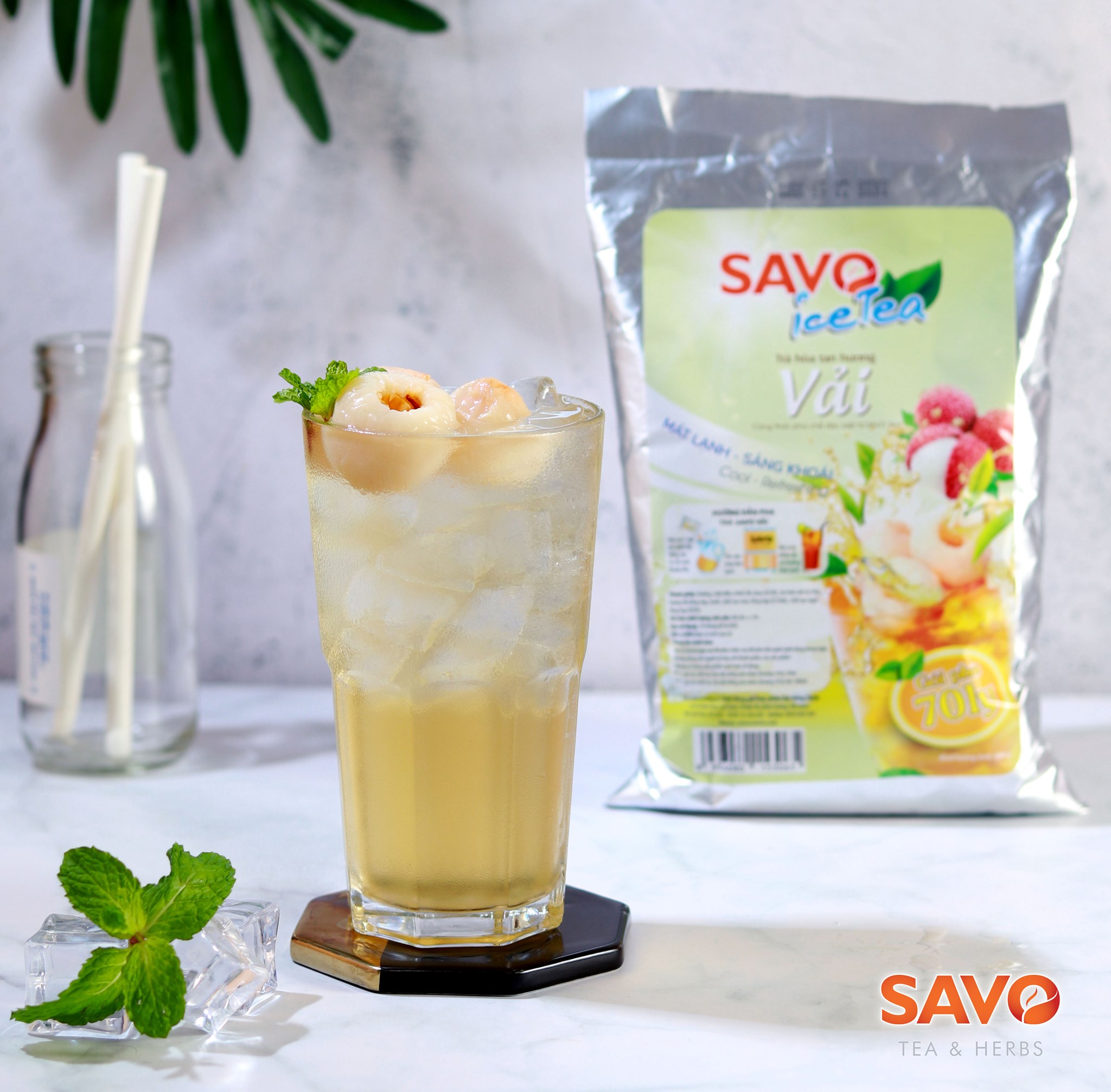 Trà SAVO Ice Tea Vải ( Lychee Ice Tea ) - Túi x 800gr