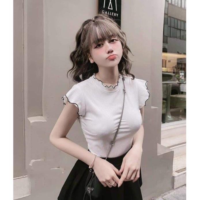 Áo Thun Nữ Kiểu Len Tăm Bo Viền Cổ Tay Mềm Đẹp - LH117