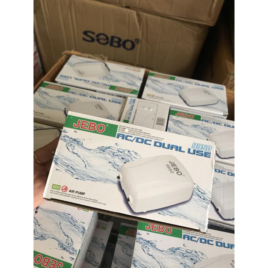 Máy thổi oxy tích điện 2 vòi ĐỀ PHÒNG CÚP ĐIỆN hiệu JEBO 9950 thích hợp cho hồ cá cảnh, hồ thủy sinh và đi câu cá
