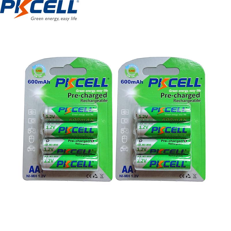 8 CÁI /2thẻ PKCELL Pin Sạc AA AA NiMH 1.2V 600mAh Ni-MH 2A Pin Sạc Bateria Sạc Sẵn cho Máy Ảnh Điện Áp Danh Định: 1.2V