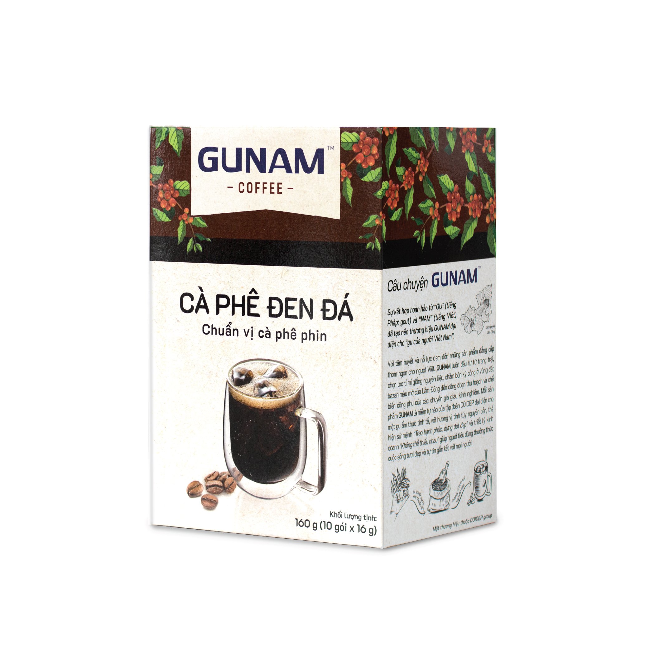 Combo 2 hộp cà phê hòa tan GUNAM cà phê đen đá (hộp 10 gói x 16g)