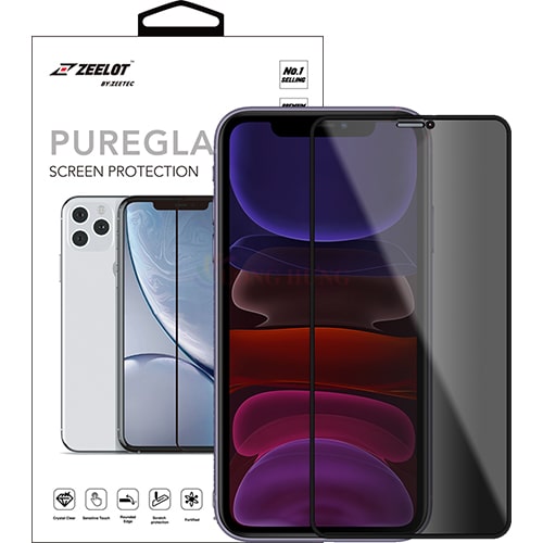 Dán màn hình cường lực Full viền chống nhìn trộm Zeelot dành cho iPhone 15 Pro Max/15 Pro/15 Plus/15/14/13/12/11 - Hàng chính hãng