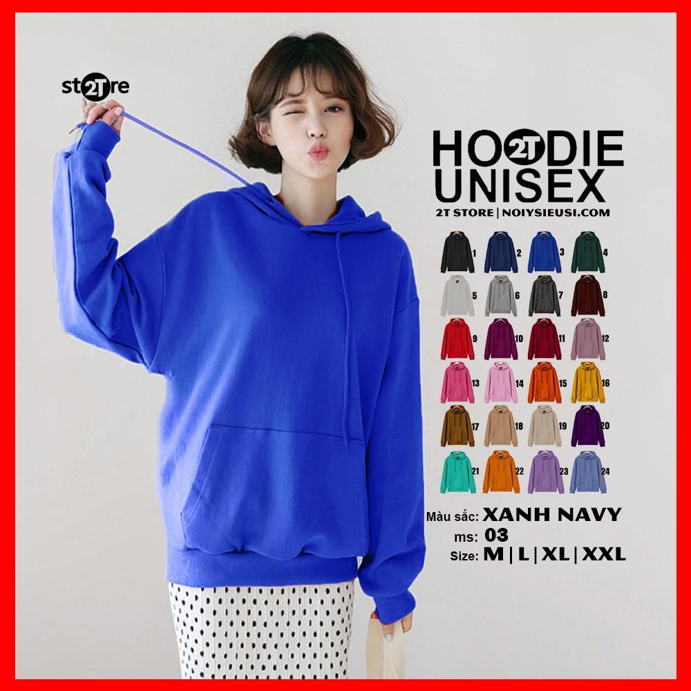 Áo Hoodie unisex 2T Store Bst màu sắc H01 đến H12 khoác nỉ chui đầu nữ nón 2 lớp dày dặn chất lượng đẹp