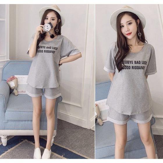 Bộ bầu lửng, đùi tay cộc chất Cotton - quần áo ngủ mặc nhà thời trang cho mẹ bầu mùa hè giá rẻ Bigsize QUẢNG CHÂU