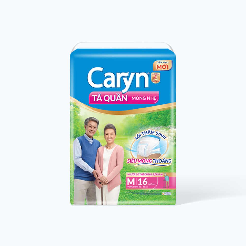 Tã quần mỏng nhẹ size M cho người lớn Caryn (16 miếng/gói)