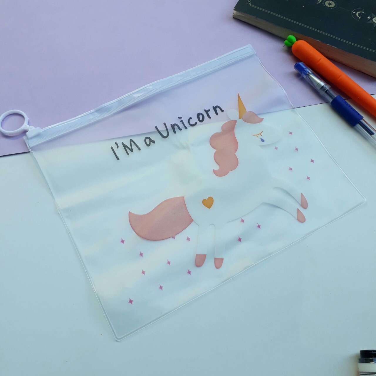 Combo 4 Túi Đựng Bút viết Zip Unicorn - Mẫu Khác Nhau